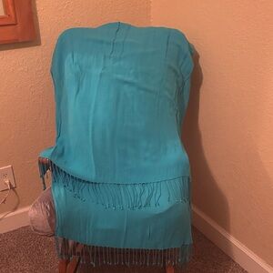 Turquoise Shawl with Fringe